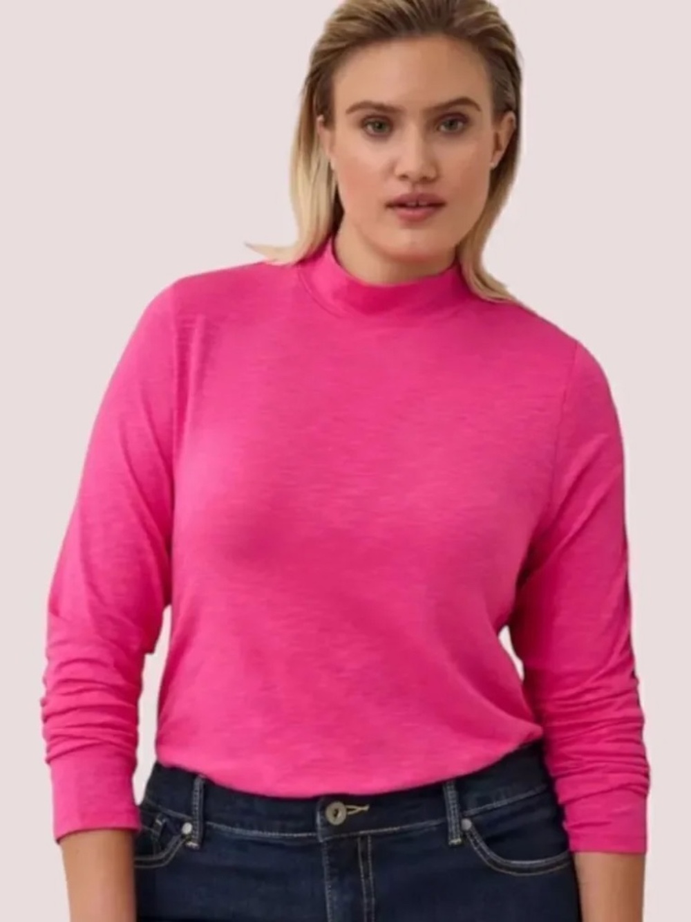 Torrid Slub Knit Long Sleeve Mock Neck Top in Pink Glow Size 1X